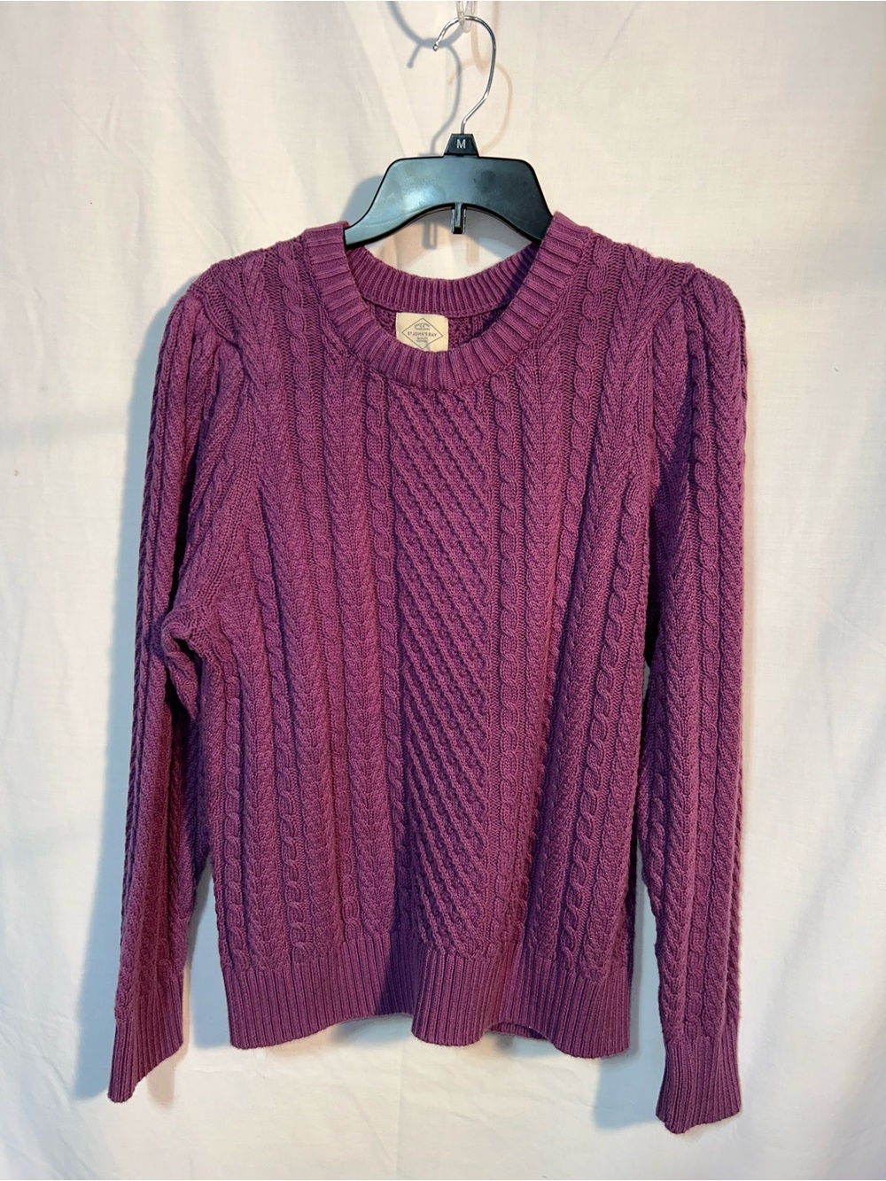 St. John's Bay Purple Cable Knit Crewneck Sweater XL NWOT
